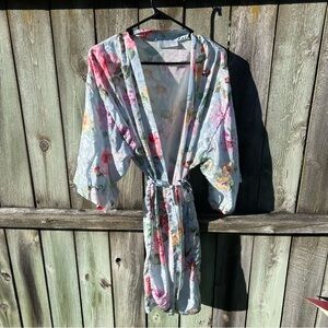 Vintage Val Mode Floral Kimono Robe Wrap Lounge Wear Made in USA